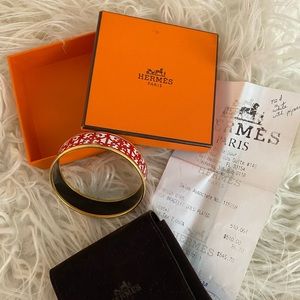 Hermes enamel bracelet in gold plated